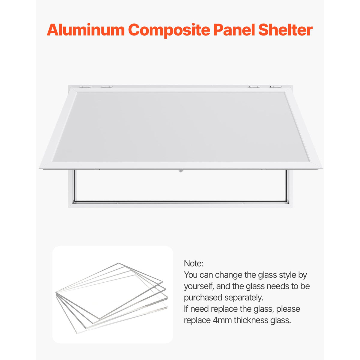 Concession Window 188x102cm, Aluminum Alloy Frame Service Window for Food Truck, Up to 85 Degrees Stand Serving Window with Awning Door and Drag Hook, Rainwater Resistant for Concession Trailer