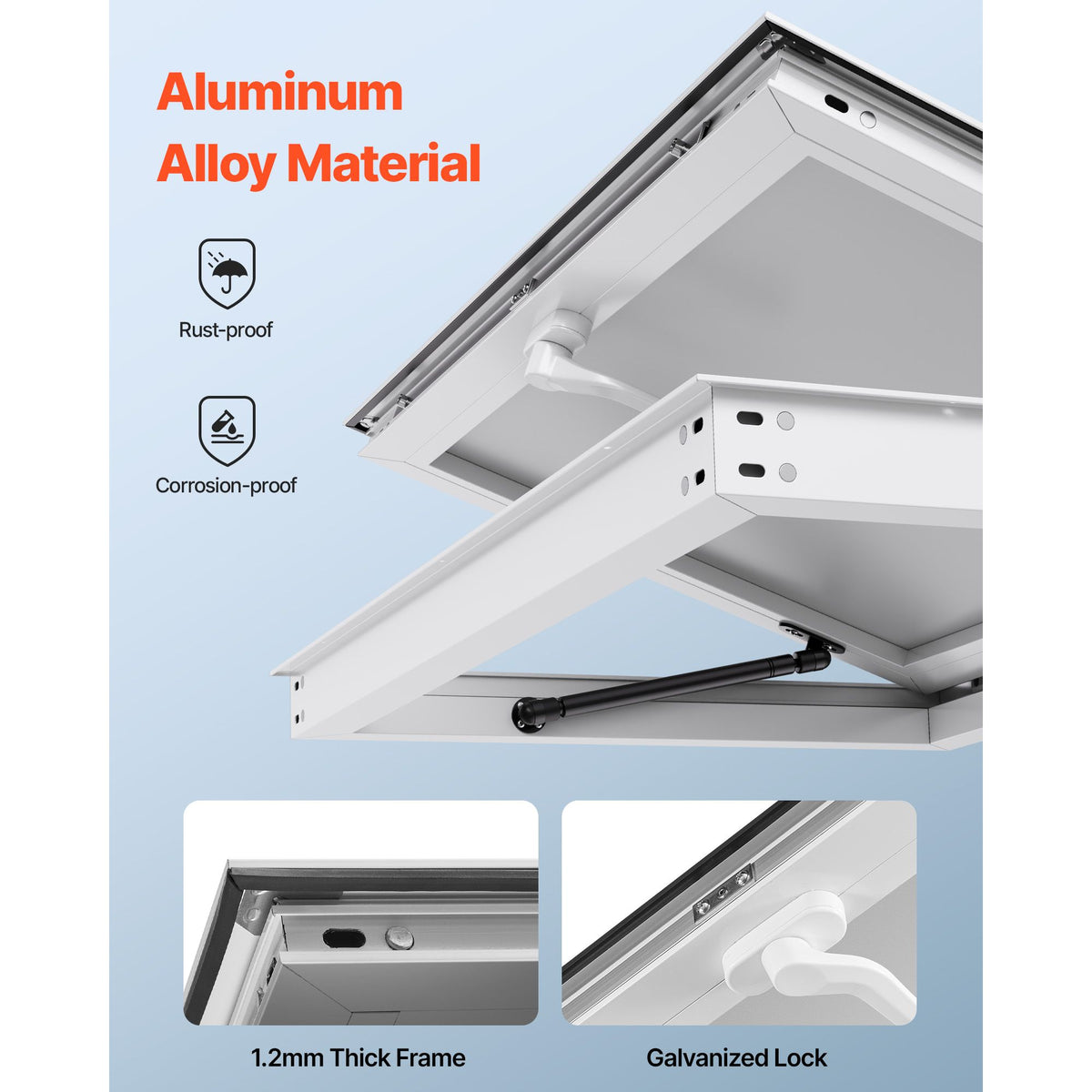 Concession Window 188x102cm, Aluminum Alloy Frame Service Window for Food Truck, Up to 85 Degrees Stand Serving Window with Awning Door and Drag Hook, Rainwater Resistant for Concession Trailer