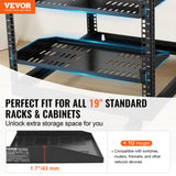 Audio Accessories: VEVOR 2PCS 1U Server Rack Shelf, 254mm Depth, 22.68kg Max Load Capacity Vented Cantilever or Wall Mount Rack Mount Shelf with Tray, Good Air Circulation for 482.6mm Network Cabinet or Equipment Rack