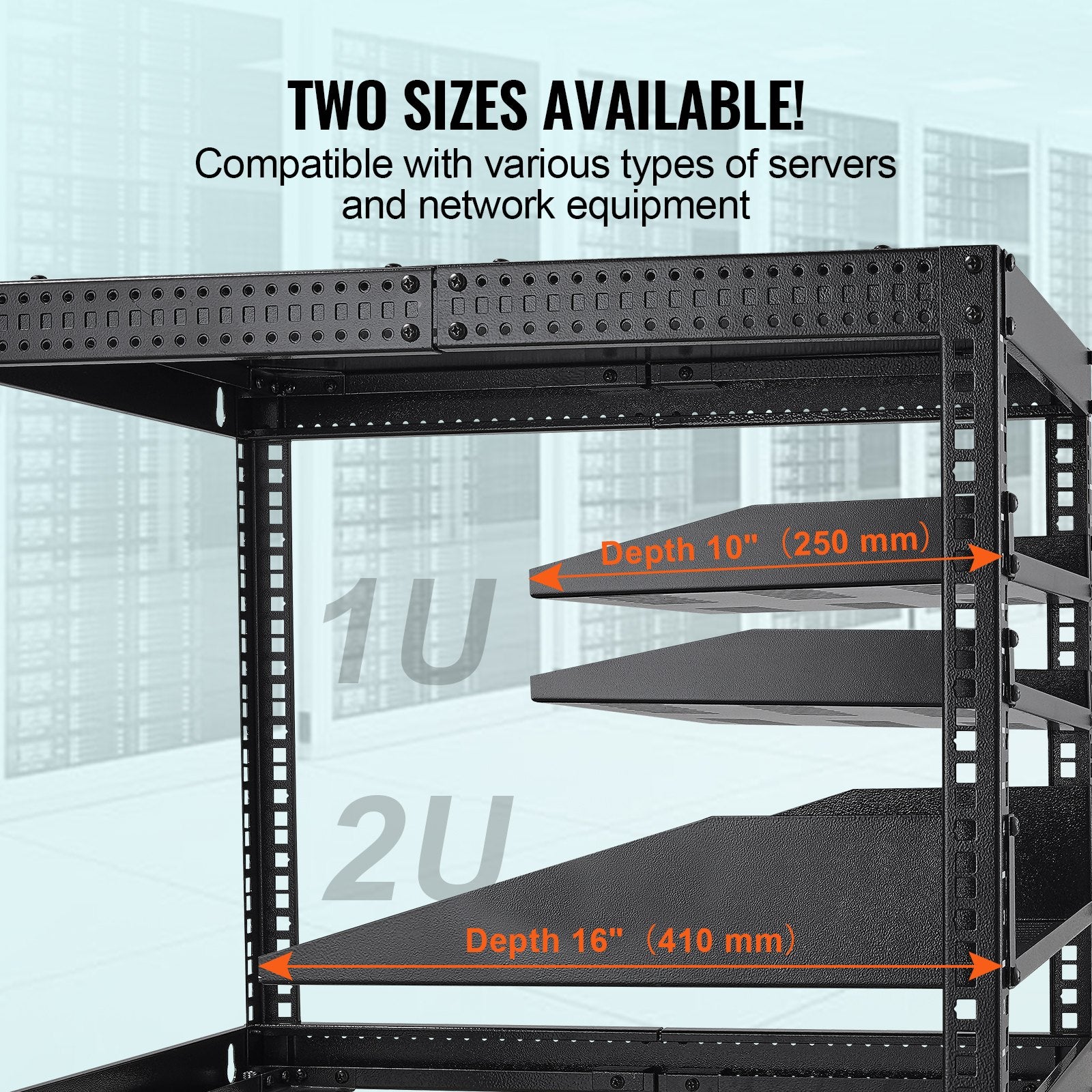 Audio Accessories: VEVOR 2PCS 1U Server Rack Shelf, 254mm Depth, 22.68kg Max Load Capacity Vented Cantilever or Wall Mount Rack Mount Shelf with Tray, Good Air Circulation for 482.6mm Network Cabinet or Equipment Rack