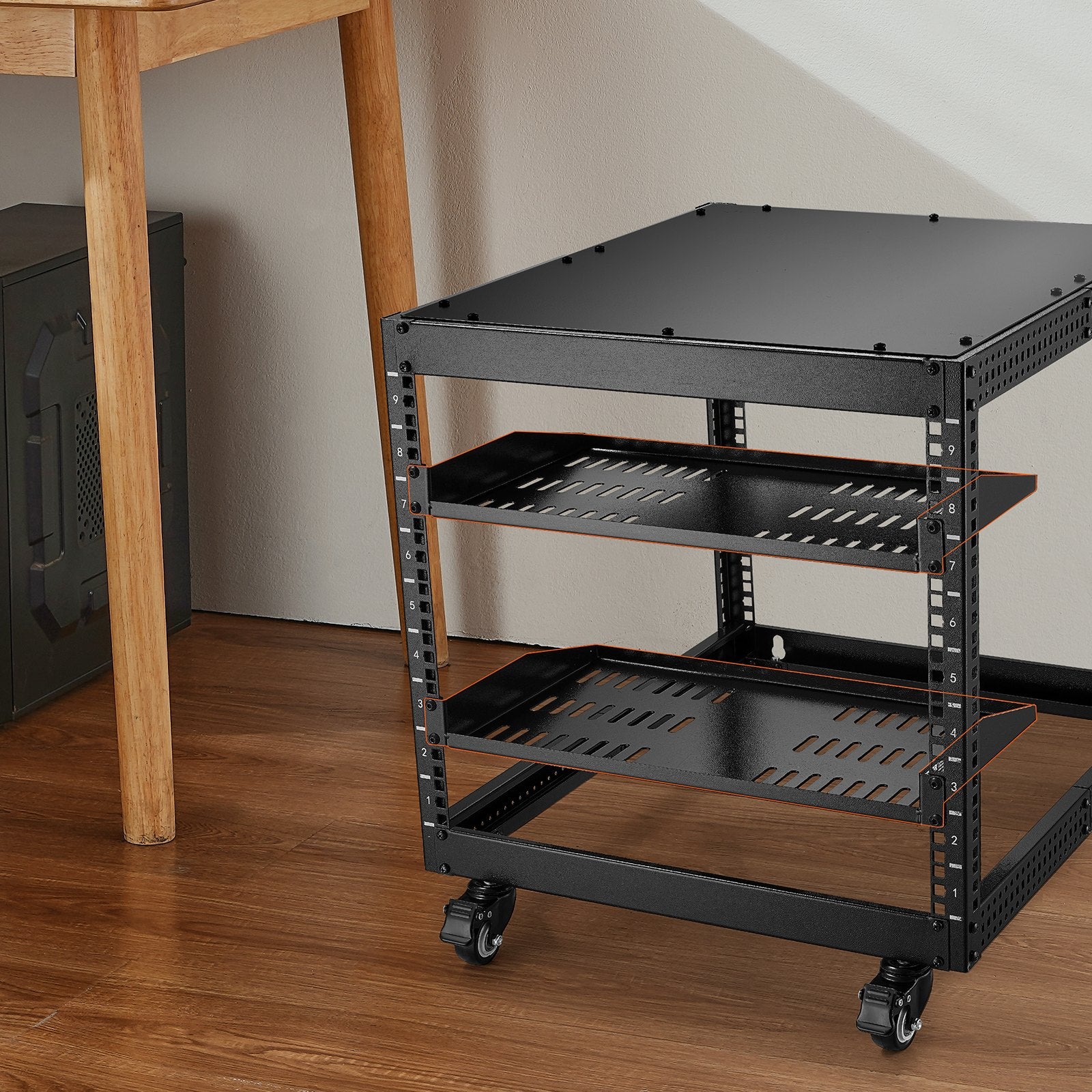Audio Accessories: VEVOR 2PCS 1U Server Rack Shelf, 254mm Depth, 22.68kg Max Load Capacity Vented Cantilever or Wall Mount Rack Mount Shelf with Tray, Good Air Circulation for 482.6mm Network Cabinet or Equipment Rack
