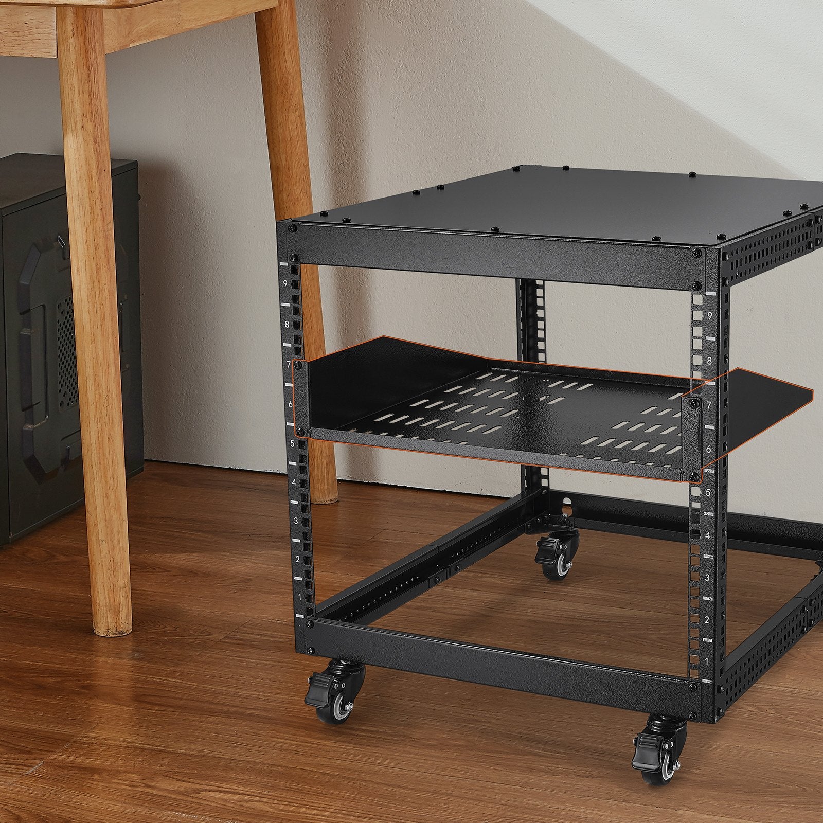 Kitchen & Bathroom DIY: VEVOR 2U Server Rack Shelf 16"/406 mm Depth Vented Rack Mount Shelf with Tray