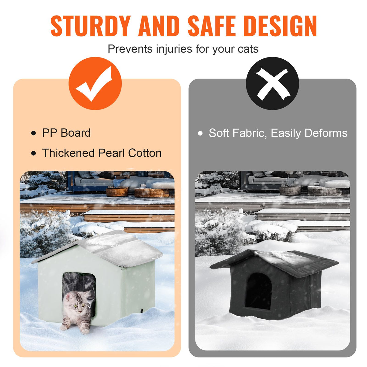 Heated Cat House, Outdoor Kitty Shelter with Adjustable Temperature and Timer, 600D Oxford Cloth Foldable Cat Shelter with Heated Pad  for Winter to Stay Warm and Cozy, Green (Middle)