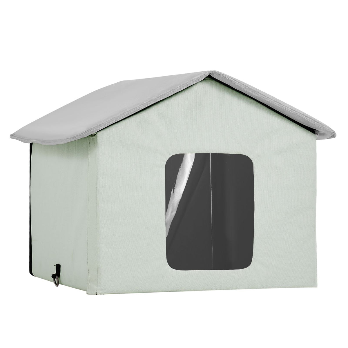 Heated Cat House, Outdoor Kitty Shelter with Adjustable Temperature and Timer, 600D Oxford Cloth Foldable Cat Shelter with Heated Pad  for Winter to Stay Warm and Cozy, Green (Middle)