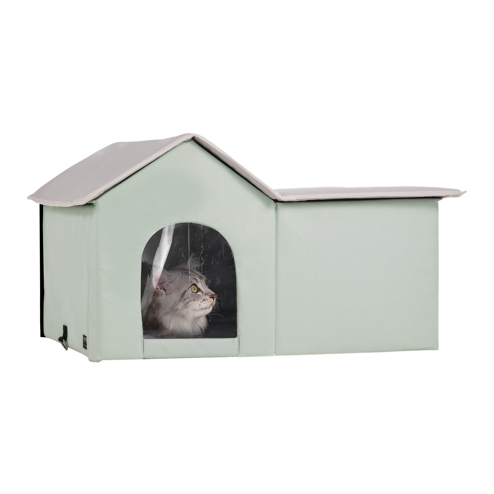 Cat Litter: VEVOR Heated Cat House, Outdoor Kitty Shelter with Adjustable Temperature and Timer, 600D Oxford Cloth Foldable Cat Shelter with Heated Pad  for Winter to Stay Warm and Cozy, Green (Large)