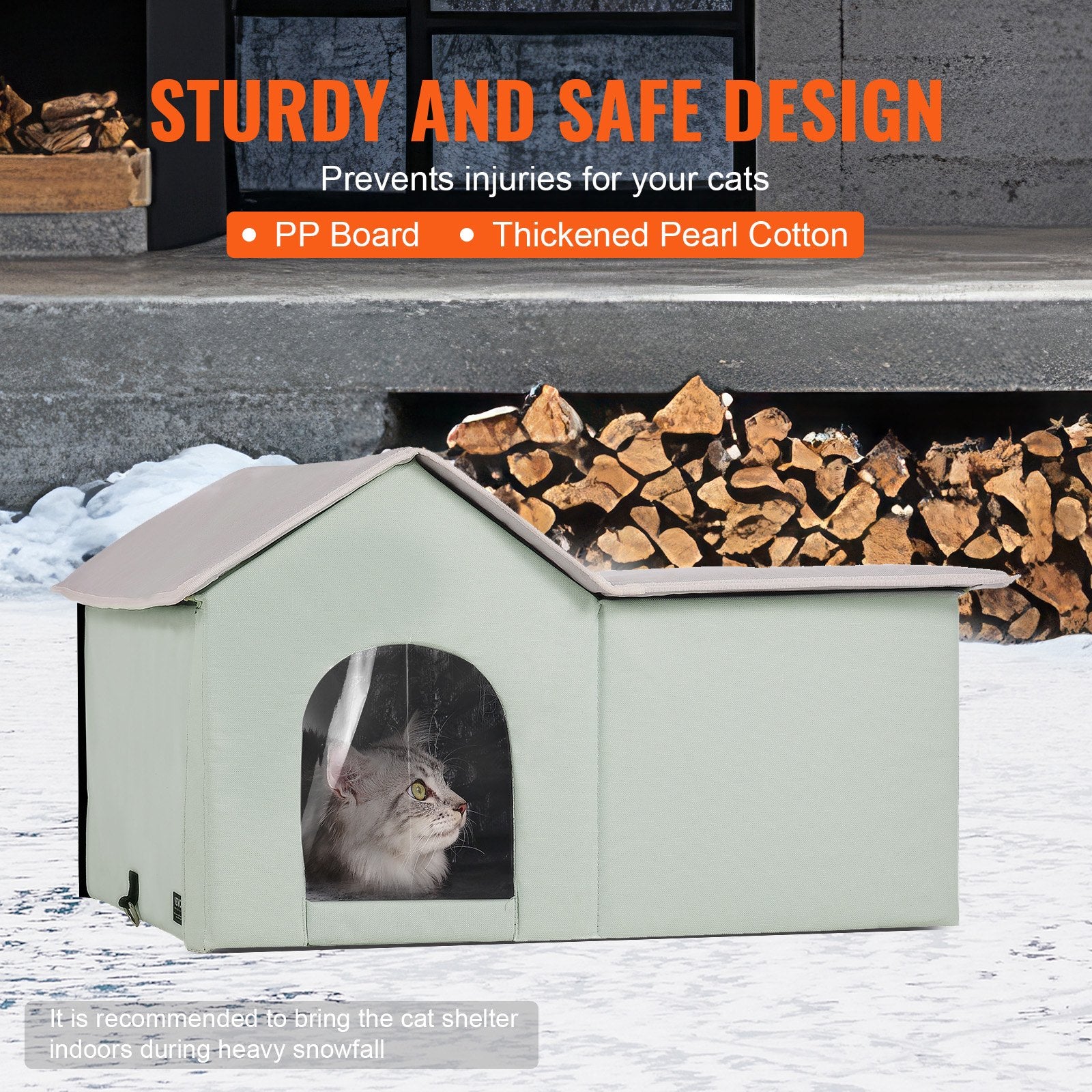 Cat Litter: VEVOR Heated Cat House, Outdoor Kitty Shelter with Adjustable Temperature and Timer, 600D Oxford Cloth Foldable Cat Shelter with Heated Pad  for Winter to Stay Warm and Cozy, Green (Large)