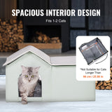 Cat Litter: VEVOR Heated Cat House, Outdoor Kitty Shelter with Adjustable Temperature and Timer, 600D Oxford Cloth Foldable Cat Shelter with Heated Pad  for Winter to Stay Warm and Cozy, Green (Large)