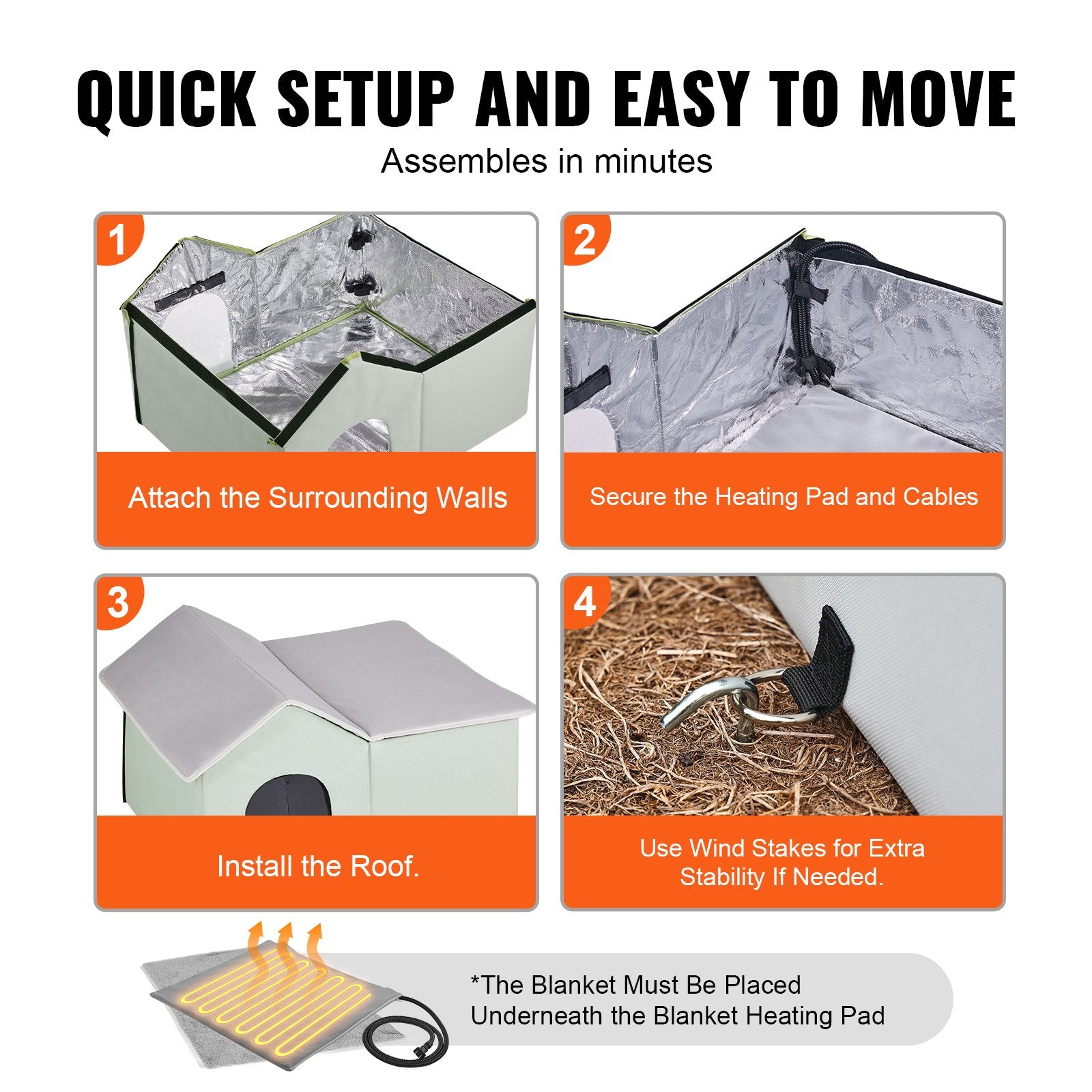 Cat Litter: VEVOR Heated Cat House, Outdoor Kitty Shelter with Adjustable Temperature and Timer, 600D Oxford Cloth Foldable Cat Shelter with Heated Pad  for Winter to Stay Warm and Cozy, Green (Large)