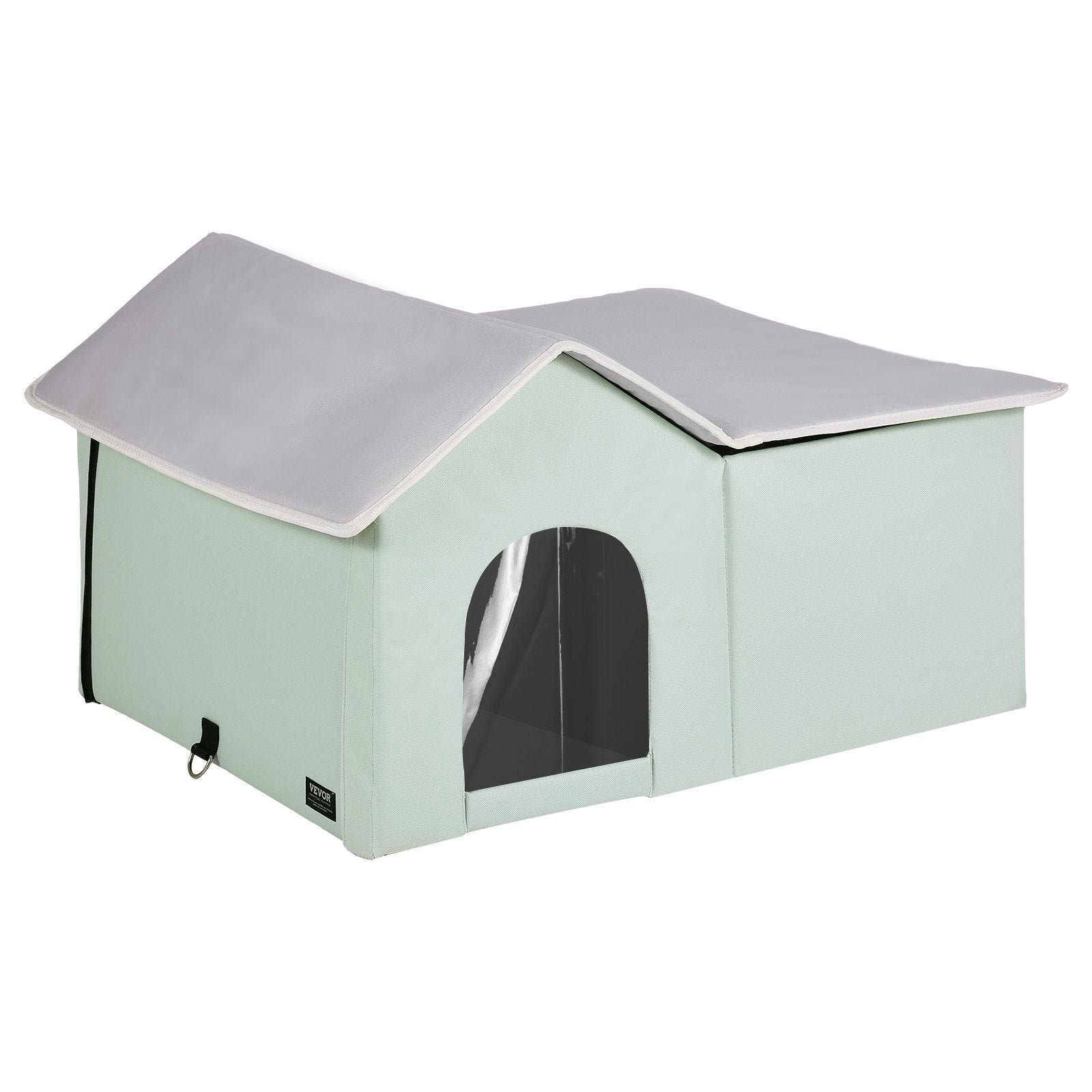 Cat Litter: VEVOR Heated Cat House, Outdoor Kitty Shelter with Adjustable Temperature and Timer, 600D Oxford Cloth Foldable Cat Shelter with Heated Pad  for Winter to Stay Warm and Cozy, Green (Large)