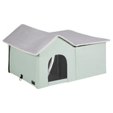 Cat Litter: VEVOR Heated Cat House, Outdoor Kitty Shelter with Adjustable Temperature and Timer, 600D Oxford Cloth Foldable Cat Shelter with Heated Pad  for Winter to Stay Warm and Cozy, Green (Large)