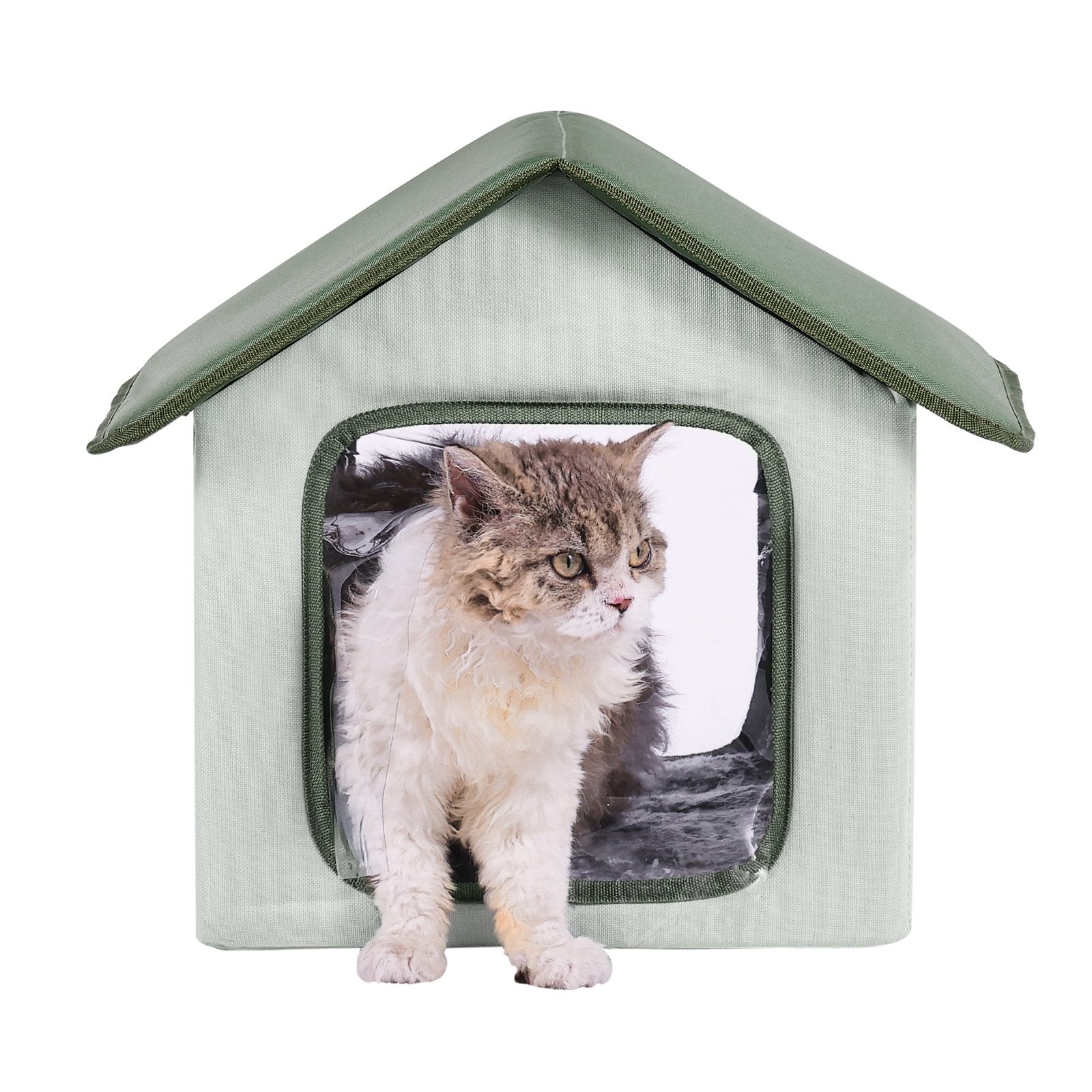 Cat Furniture: VEVOR Elevated Heated Cat House, Outdoor Kitty Shelter with Timer, 600D Oxford Cloth Foldable Cat Shelter with Heated Pad for Winter to Stay Warm and Cozy, Green (Small)