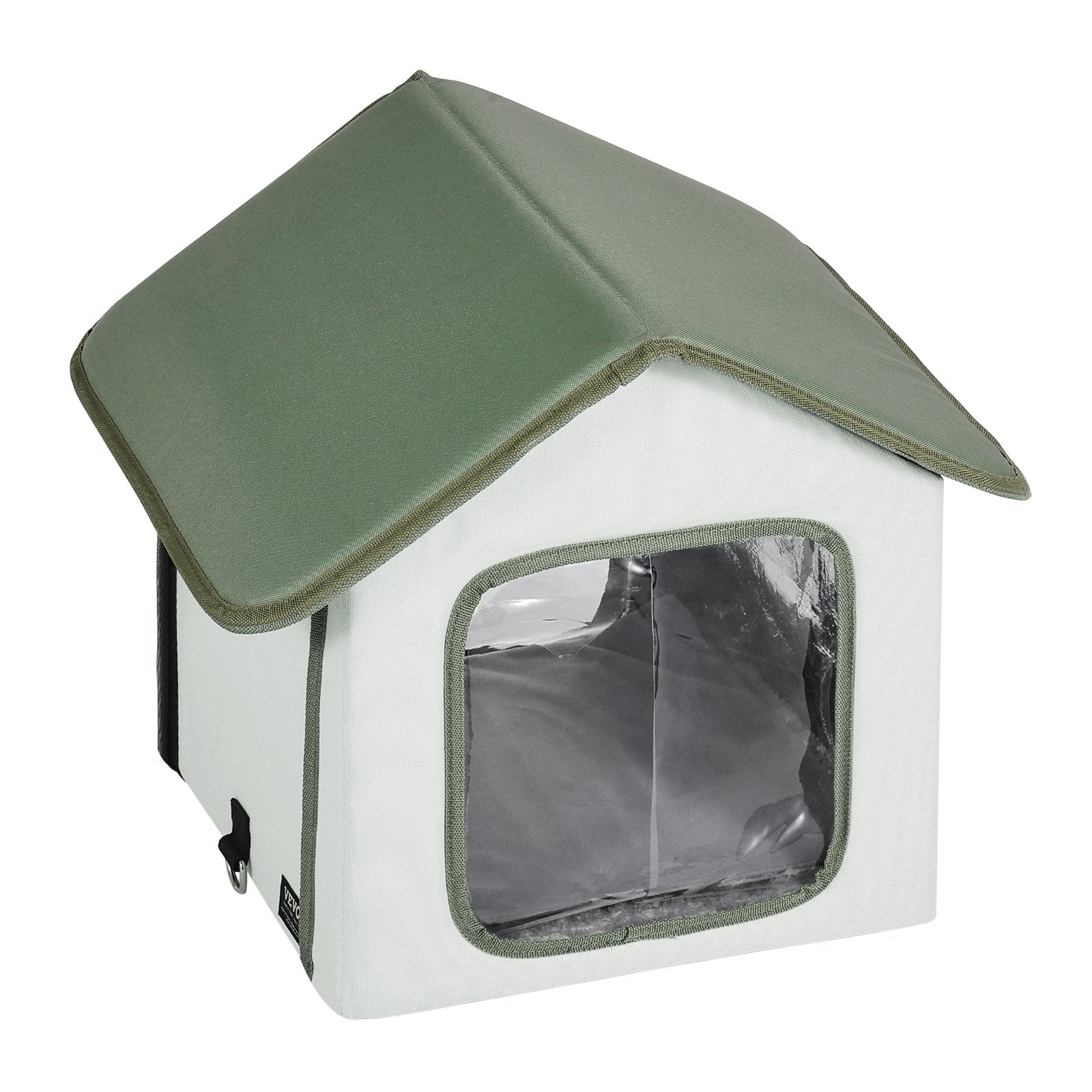Cat Furniture: VEVOR Elevated Heated Cat House, Outdoor Kitty Shelter with Timer, 600D Oxford Cloth Foldable Cat Shelter with Heated Pad for Winter to Stay Warm and Cozy, Green (Small)