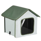 Cat Furniture: VEVOR Elevated Heated Cat House, Outdoor Kitty Shelter with Timer, 600D Oxford Cloth Foldable Cat Shelter with Heated Pad for Winter to Stay Warm and Cozy, Green (Small)