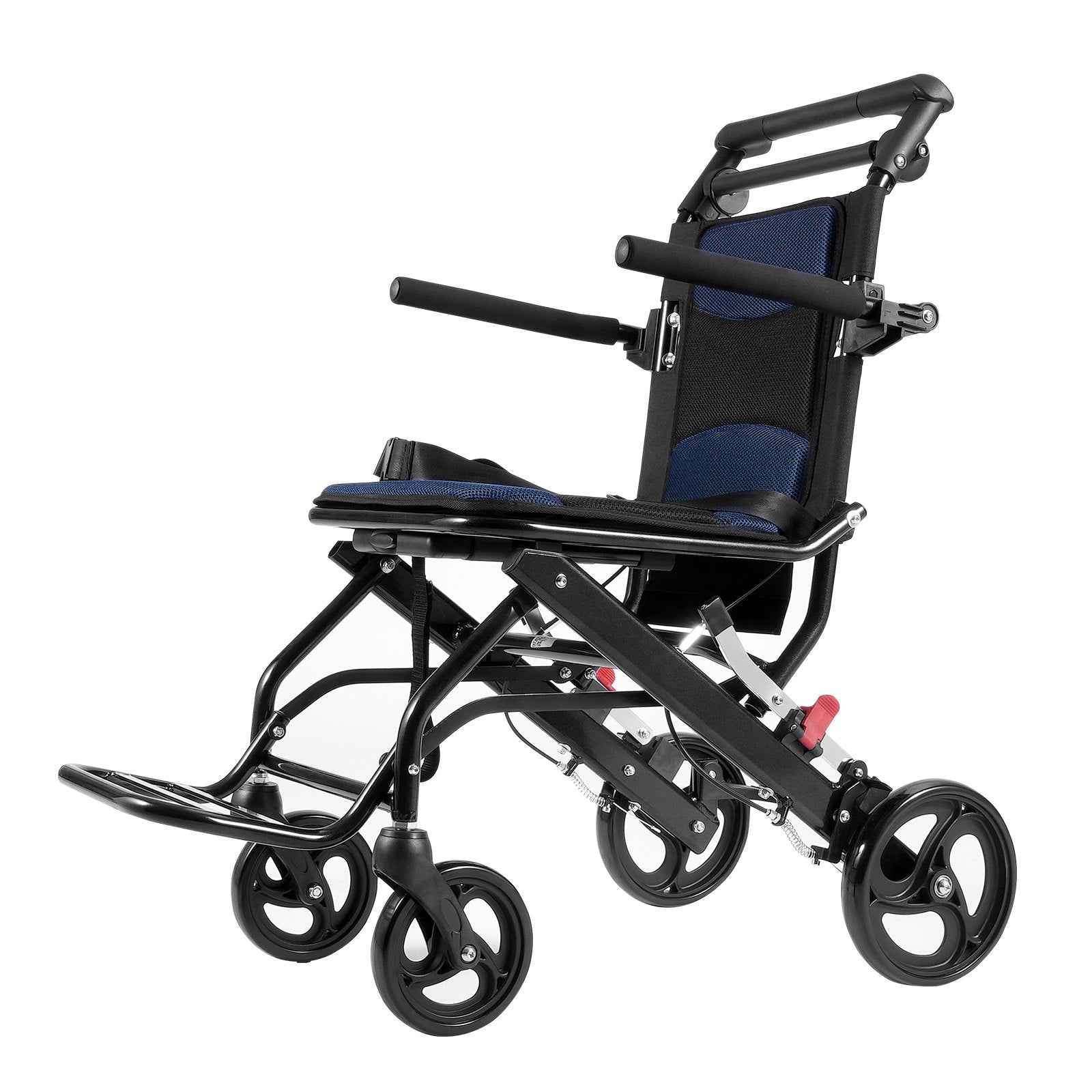 Mobility & Accessibility: VEVOR Wheelchair, Aluminum Alloy Ultra-Lightweight Transport Chair for Adults, Foldable Cabin Wheelchair with Flip-Back Desk-Length Arms, Self-locking Brake, 15.75-Inch Wide Seat, 220lbs Load