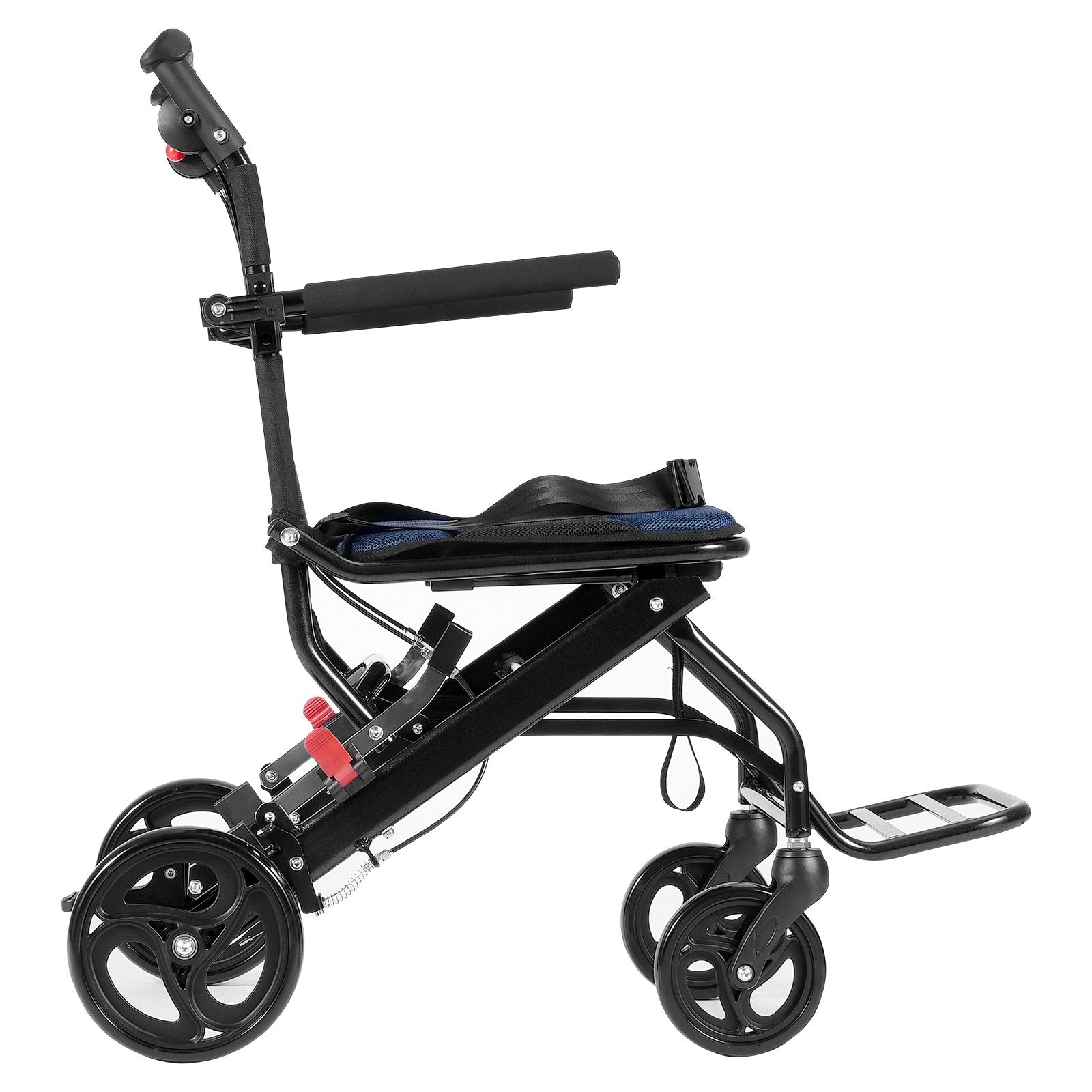 Mobility & Accessibility: VEVOR Wheelchair, Aluminum Alloy Ultra-Lightweight Transport Chair for Adults, Foldable Cabin Wheelchair with Flip-Back Desk-Length Arms, Self-locking Brake, 15.75-Inch Wide Seat, 220lbs Load