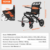 Mobility & Accessibility: VEVOR Wheelchair Aluminum Alloy Transport Chair Foldable 18-In W Seat 220lbs