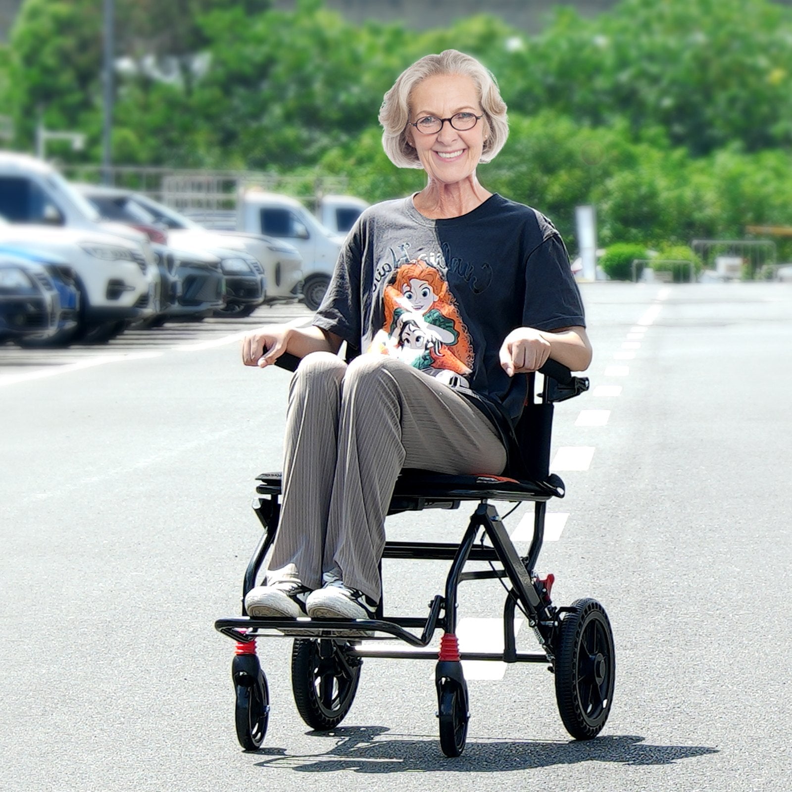 Mobility & Accessibility: VEVOR Wheelchair Aluminum Alloy Transport Chair Foldable 18-In W Seat 220lbs