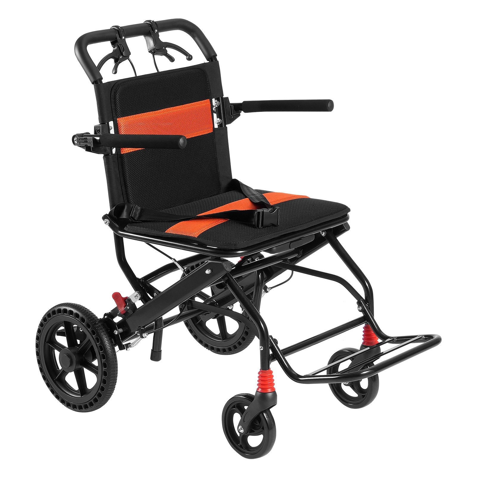 Mobility & Accessibility: VEVOR Wheelchair Aluminum Alloy Transport Chair Foldable 18-In W Seat 220lbs