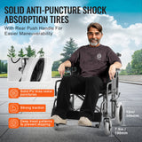 Automotive Parts: VEVOR Wheelchair Steel Transport Chair Foldable Wheelchair 24-In W Seat 300lbs