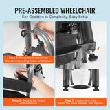 Automotive Parts: VEVOR Wheelchair Steel Transport Chair Foldable Wheelchair 24-In W Seat 300lbs