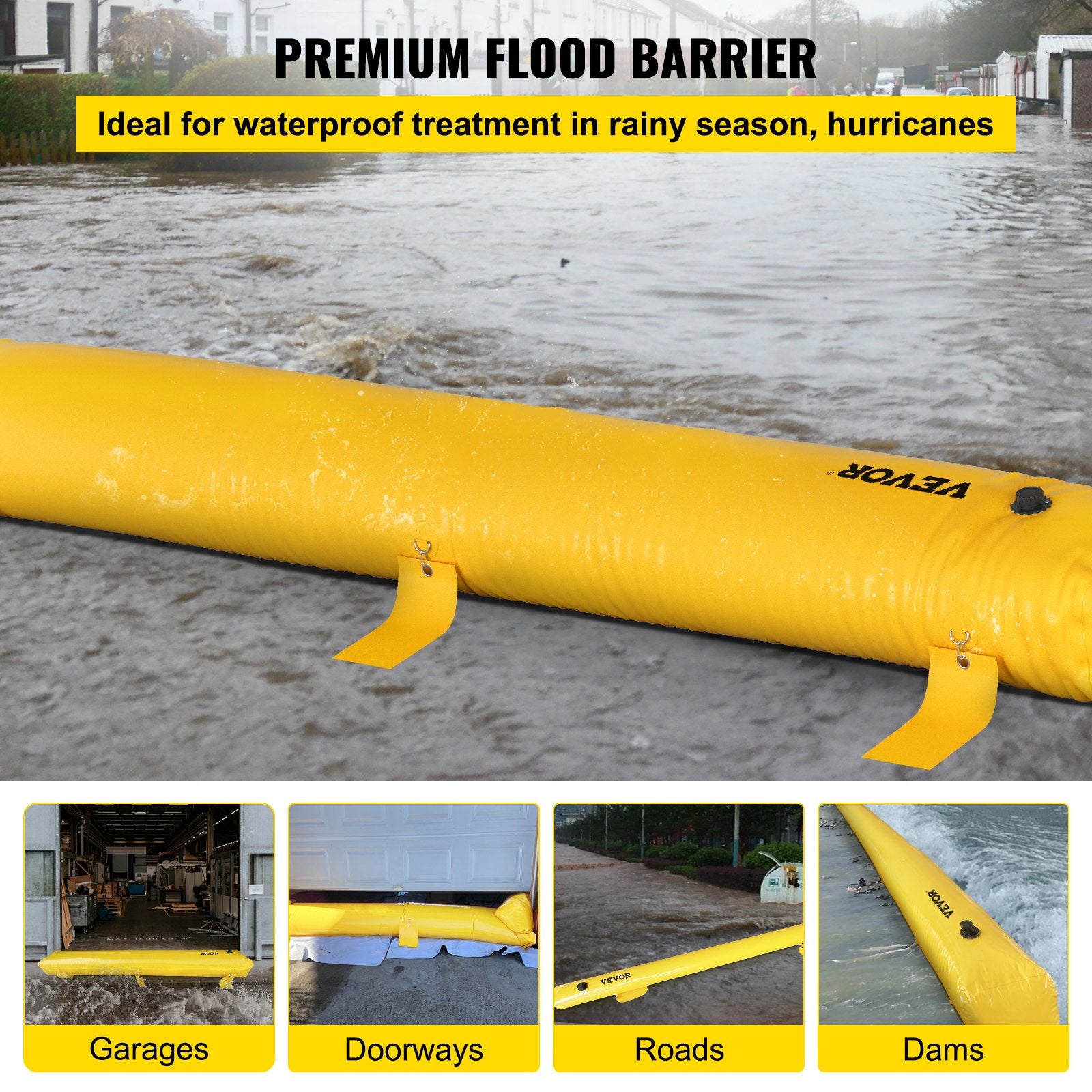 Traffic Control & Parking Tools: VEVOR Flood Barrier Hydro Barrier 24' Length x 6