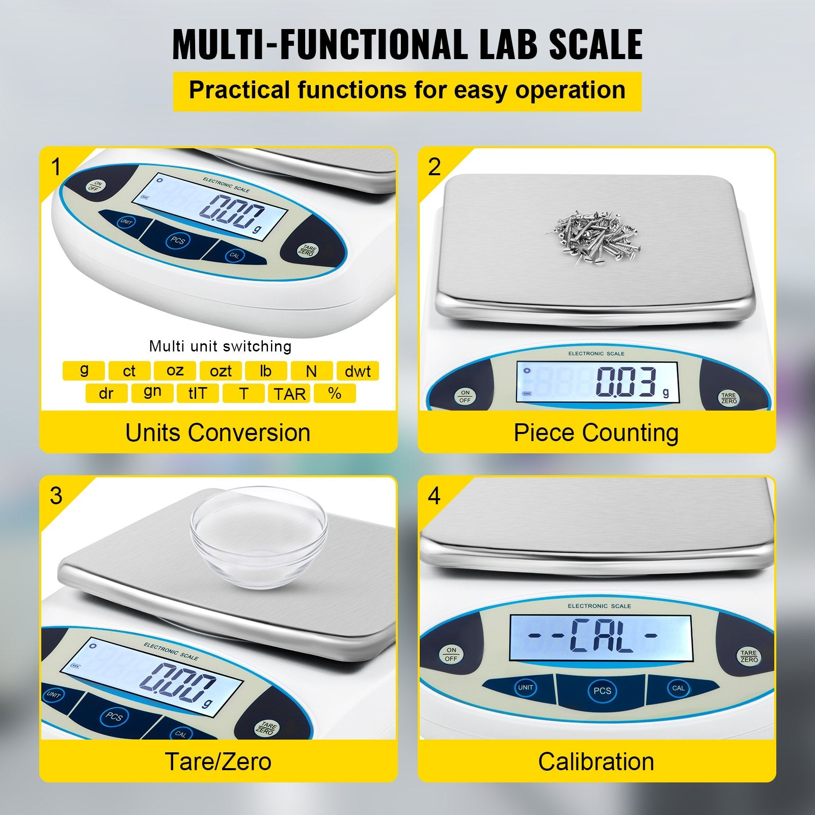 Measuring Tools & Sensors: VEVOR Lab Analytical Balance Digital Precision Scale 5000gx0.01g High Precision