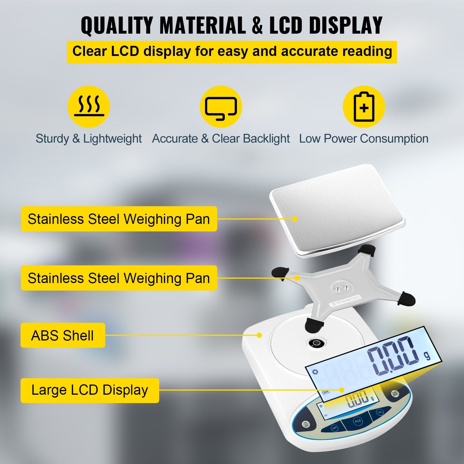 Measuring Tools & Sensors: VEVOR Lab Analytical Balance Digital Precision Scale 5000gx0.01g High Precision
