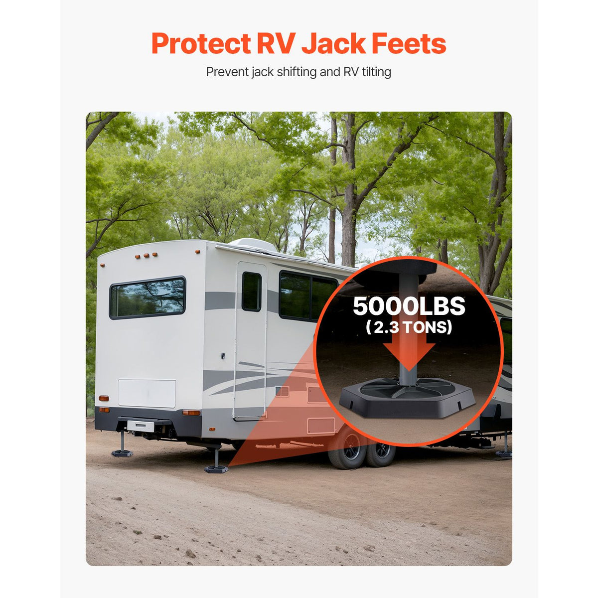 RV Leveling Pads, 4-Pack Rubber Trailer Jack Pads, Each with 5000 lbs Capacity, Jack Stabilizer Padding with Large Surface Area, Ideal for 10" Round Feet, 5th Wheels Class A/C Motorhomes Camper