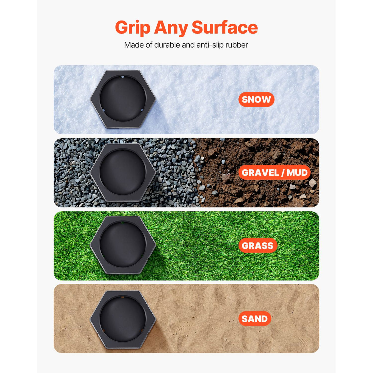 RV Leveling Pads, 4-Pack Rubber Trailer Jack Pads, Each with 5000 lbs Capacity, Jack Stabilizer Padding with Large Surface Area, Ideal for 10" Round Feet, 5th Wheels Class A/C Motorhomes Camper