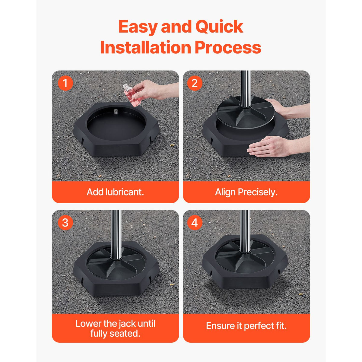 RV Leveling Pads, 4-Pack Rubber Trailer Jack Pads, Each with 5000 lbs Capacity, Jack Stabilizer Padding with Large Surface Area, Ideal for 10" Round Feet, 5th Wheels Class A/C Motorhomes Camper