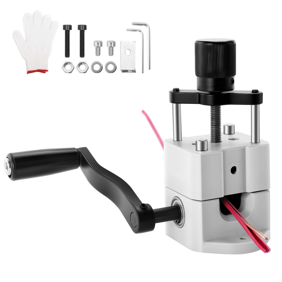 Manual Wire Stripping Machine, 1.5-25 mm, Portable Copper Stripper with Hand Crank or Drill Powered, 64Mn Quenched Blades, 45# Steel Rollers, ABS & PC Wire Peeler, for Scrap Copper Recycling