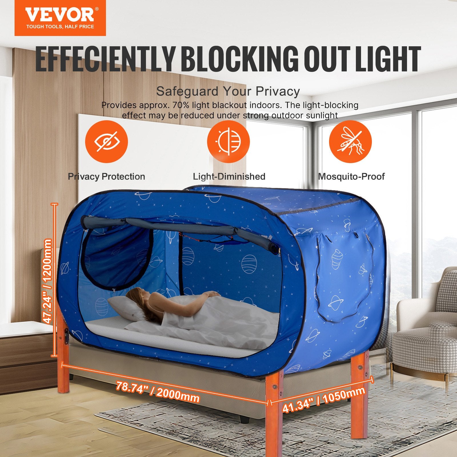 Tents: VEVOR Bed Tent, Pongee Fabric, 2 Doors Breathable Dream Tent with 8.5 mm Fiber Poles on Bed Privacy, Full Size Block out Light Sleeping Bed Canopy, Fit for Kids Playhouse and Adults Sleeping Tent