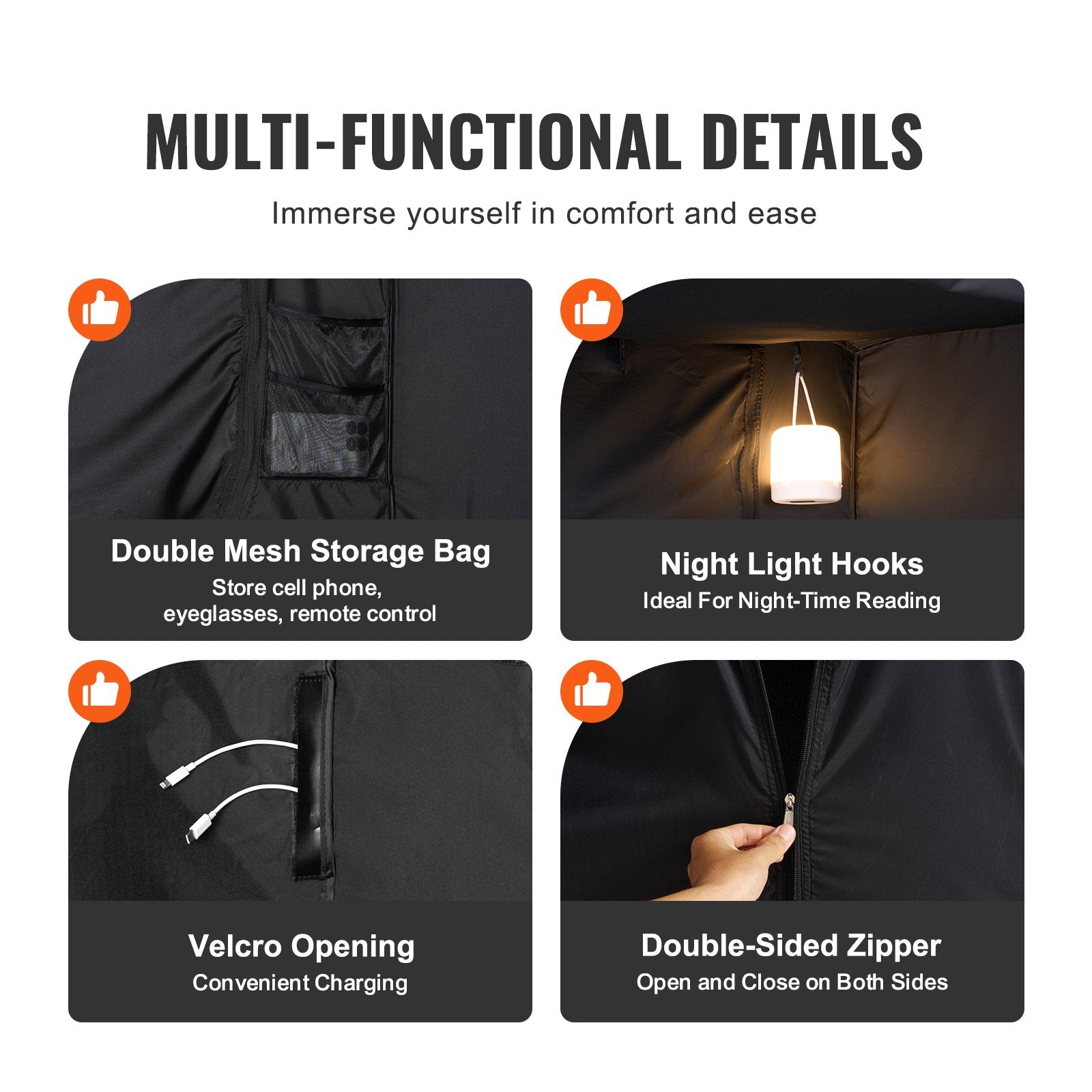 Canopies & Gazebos: VEVOR 3 Doors Bed Tent Breathable Tent 70% Blackout with 9.5 mm Fiber Poles