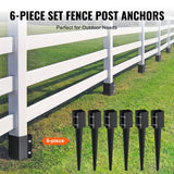 Fencing: VEVOR Fence Post Anchor Ground Spike 6 Pack 24 x 4 x 4 In Metal Fence Stakes