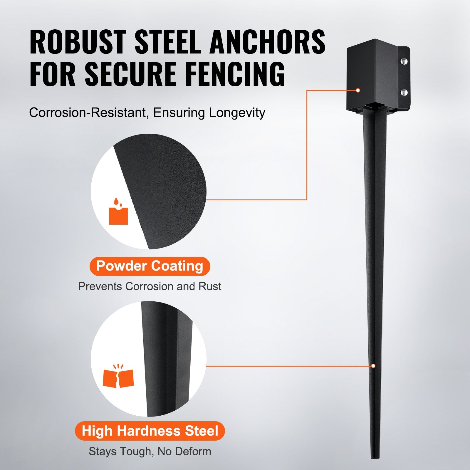 Fencing: VEVOR Fence Post Anchor Ground Spike 4 Pack 36 x 4 x 4 In Metal Fence Stakes