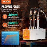 Fire Pit Accessories: VEVOR Portable Propane Forge, 3 Burner Farrier Forge, 2600℉ Tool and Knife Making Blacksmithing Gas Forge, Large Capacity Square Stainless Steel Gas Forging Tools and Equipment for Metal Forging