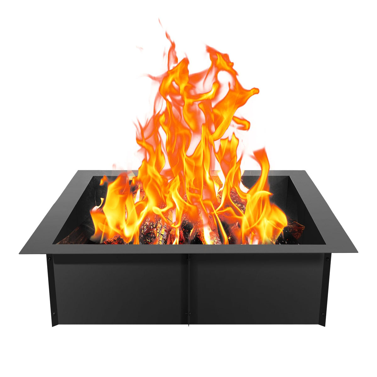 Fire Pit Ring, 36x36 in Outer/30x30 in Inner Diameter, 10inch Height Square Fire Pit Insert, Heavy Duty Carbon Steel Liner DIY Campfire Ring above or In-Ground, for Outdoor Camping, Bonfires