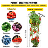 Gardening Tools: VEVOR Tomato Cages, 30 x 30 x 117 cm, 5 Packs Square Plant Support Cages, Silver PVC-Coated Steel Tomato Towers for Climbing Vegetables, Plants, Flowers, Fruits