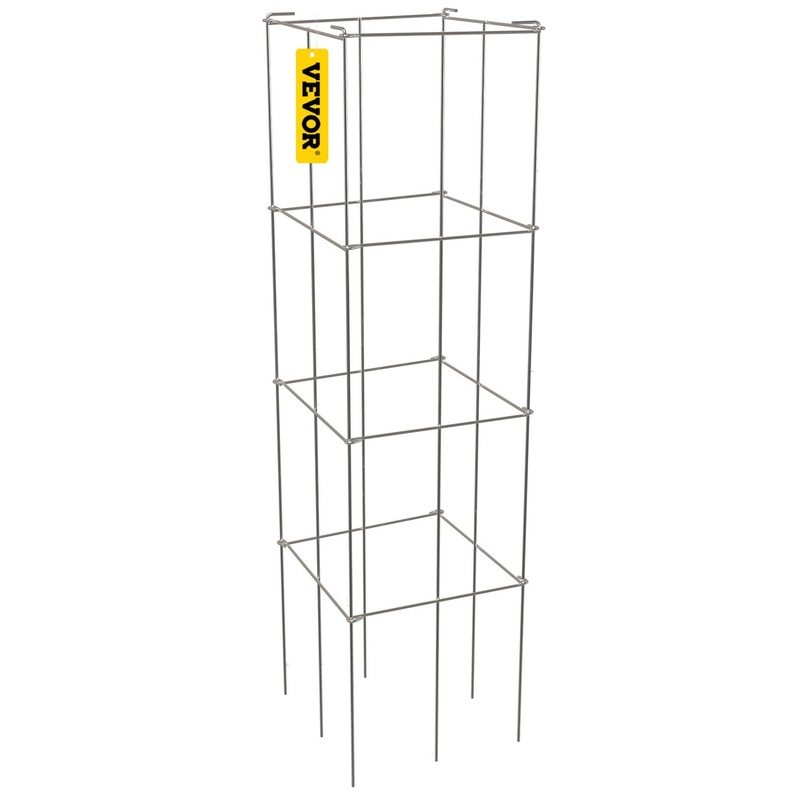 Gardening Tools: VEVOR Tomato Cages, 30 x 30 x 117 cm, 5 Packs Square Plant Support Cages, Silver PVC-Coated Steel Tomato Towers for Climbing Vegetables, Plants, Flowers, Fruits