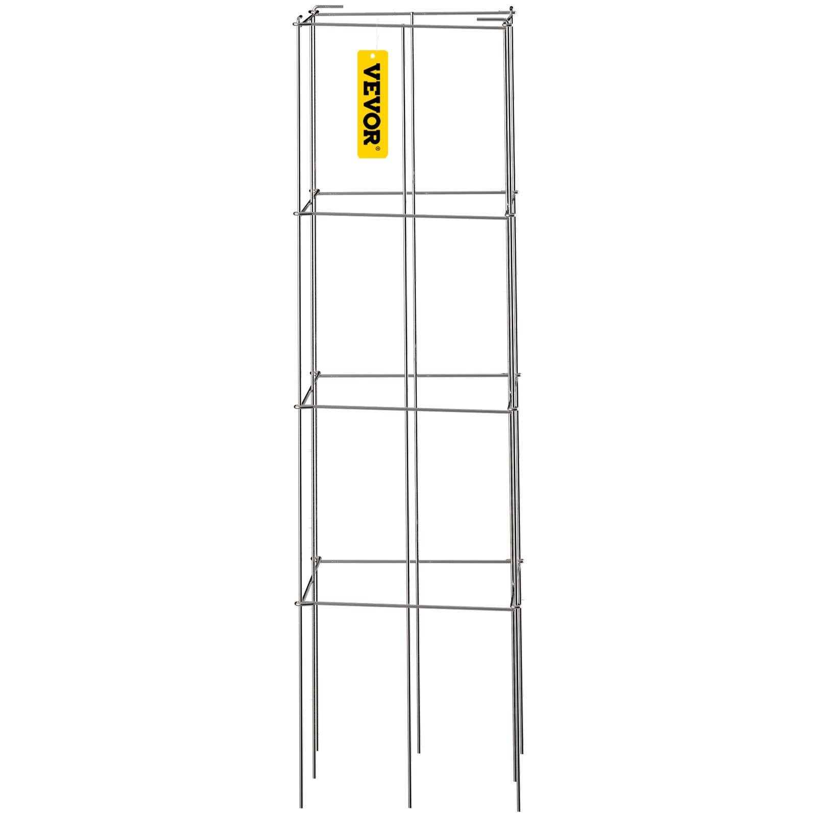 Gardening Tools: VEVOR Tomato Cages, 30 x 30 x 117 cm, 5 Packs Square Plant Support Cages, Silver PVC-Coated Steel Tomato Towers for Climbing Vegetables, Plants, Flowers, Fruits
