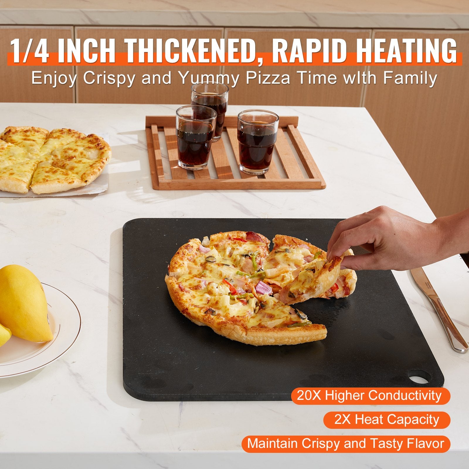 Pizza Steel 16"x14.5"x1/4" Pre-Seasoned Carbon Steel Pizza Baking Stone