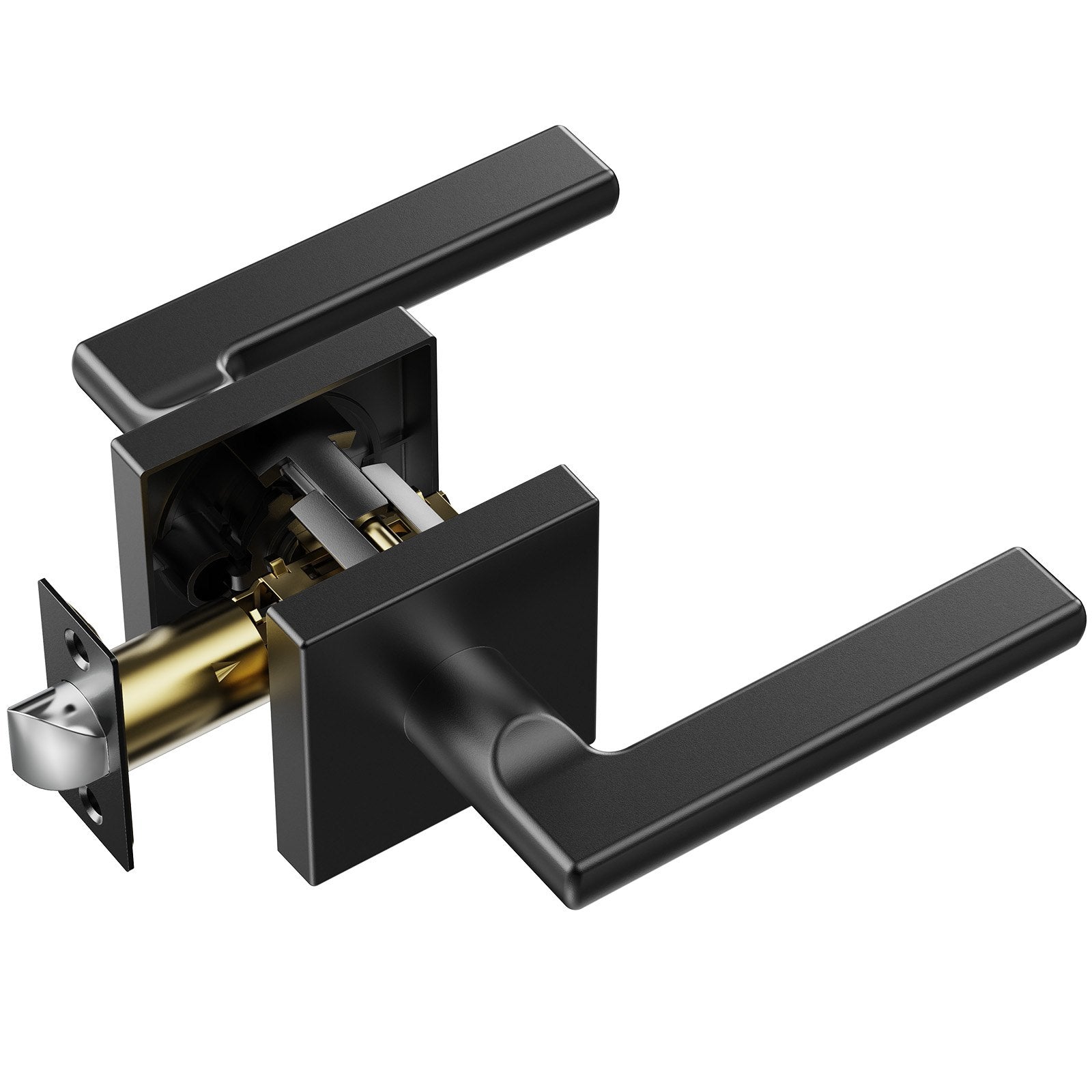 Door Hardware: VEVOR Passage Door Handle, 1 Pack Matte Black Door Lever, Left or Right Handing Reversible Lever Non-Locking, Rotation to Open, Square Interior Door Handles for Hallways, Closets, Meeting Spaces