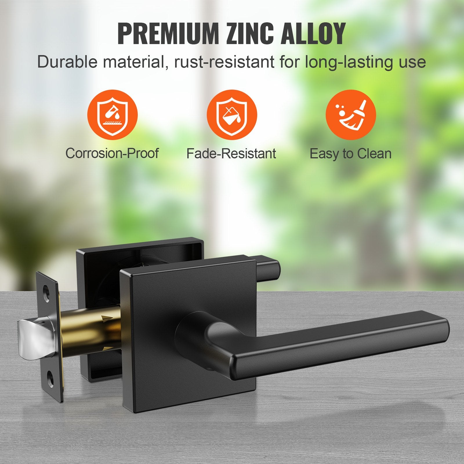 Door Hardware: VEVOR Passage Door Handle, 1 Pack Matte Black Door Lever, Left or Right Handing Reversible Lever Non-Locking, Rotation to Open, Square Interior Door Handles for Hallways, Closets, Meeting Spaces