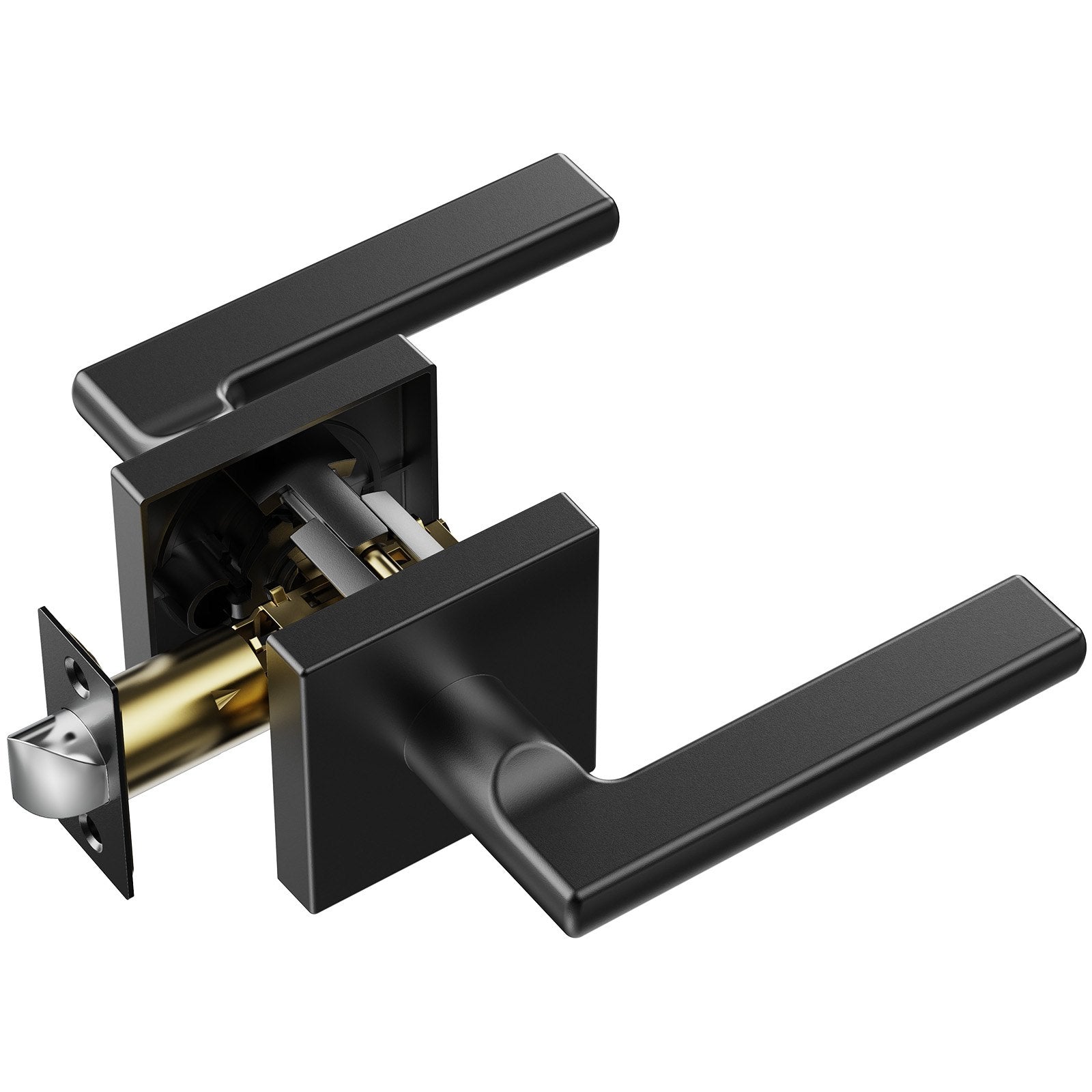 Door Hardware: VEVOR Passage Door Handle, 1 Pack Matte Black Door Lever, Left or Right Handing Reversible Lever Non-Locking, Rotation to Open, Square Interior Door Handles for Hallways, Closets, Meeting Spaces