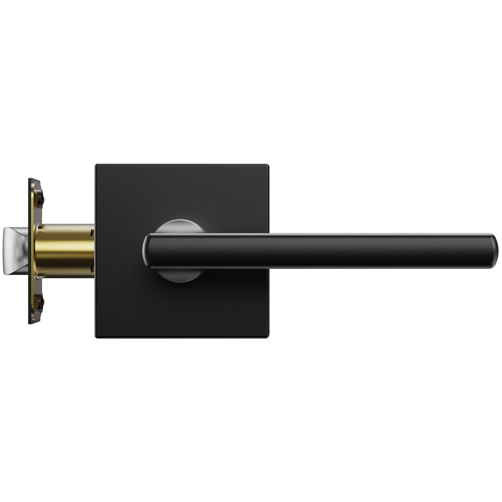 Door Hardware: VEVOR Passage Door Handle, 1 Pack Matte Black Door Lever, Left or Right Handing Reversible Lever Non-Locking, Rotation to Open, Square Interior Door Handles for Hallways, Closets, Meeting Spaces