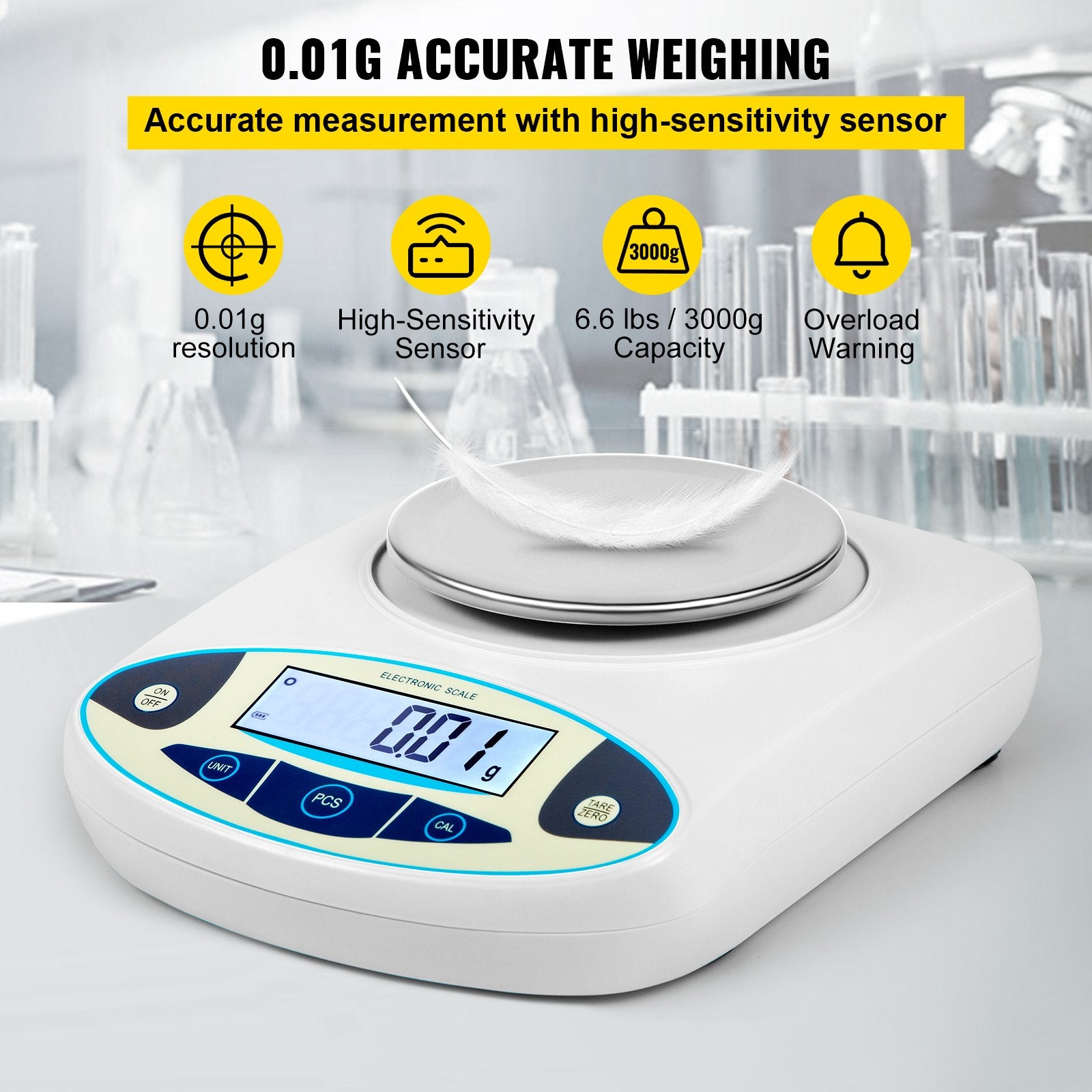 Measuring Tools & Sensors: VEVOR Lab Analytical Balance Digital Precision Scale 3000gx0.01g High Precision