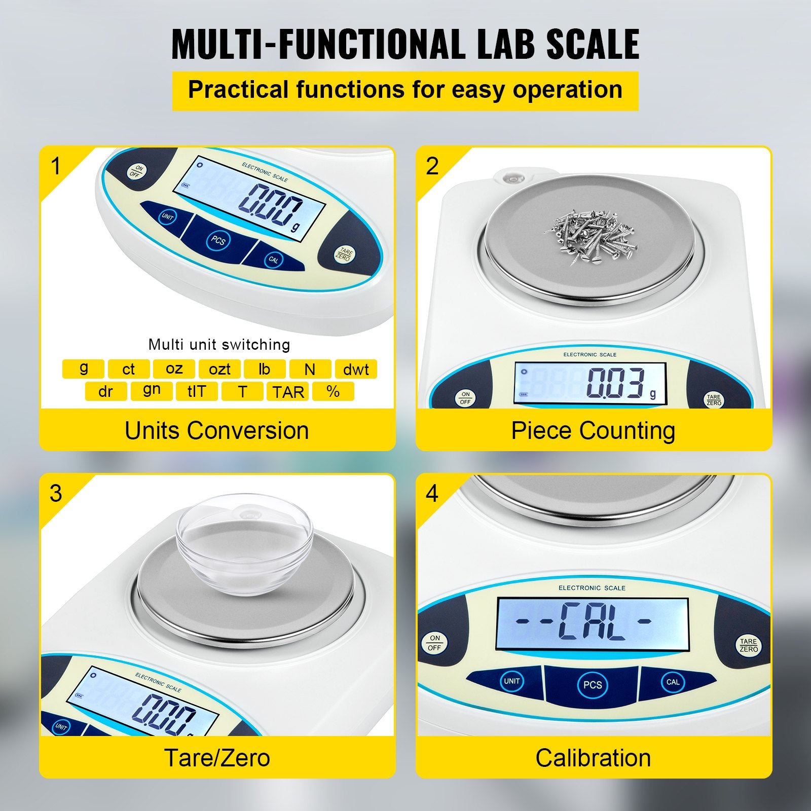 Measuring Tools & Sensors: VEVOR Lab Analytical Balance Digital Precision Scale 3000gx0.01g High Precision