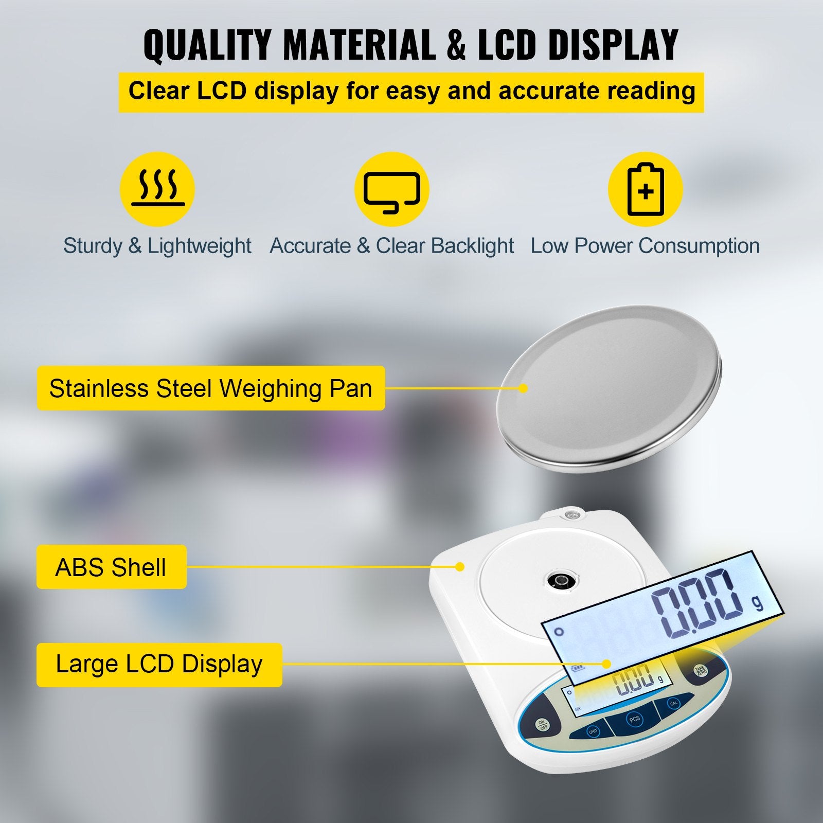 Measuring Tools & Sensors: VEVOR Lab Analytical Balance Digital Precision Scale 3000gx0.01g High Precision