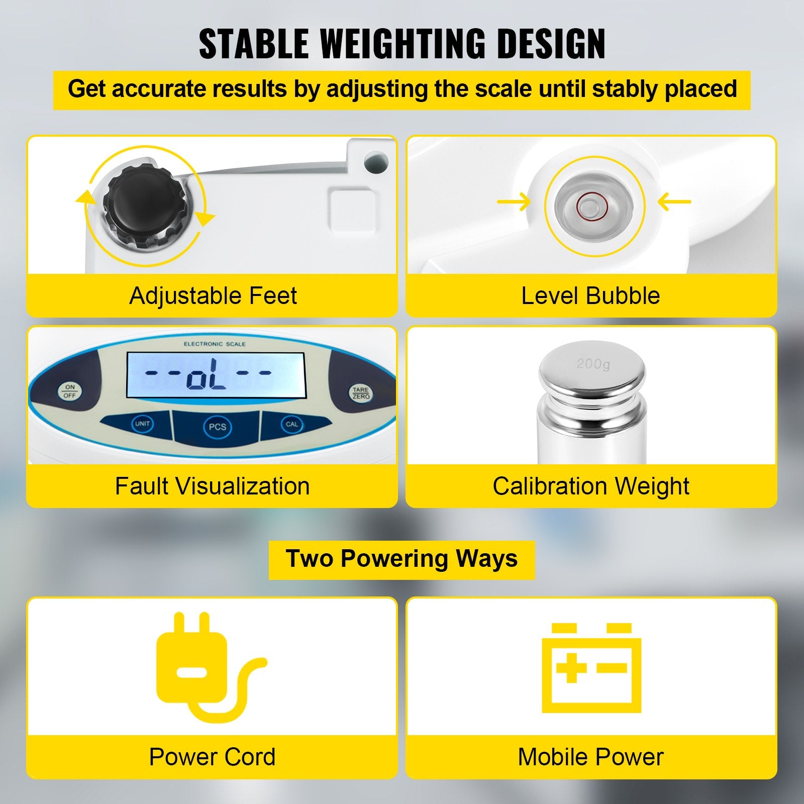 Measuring Tools & Sensors: VEVOR Lab Analytical Balance Digital Precision Scale 500gx0.01g High Precision