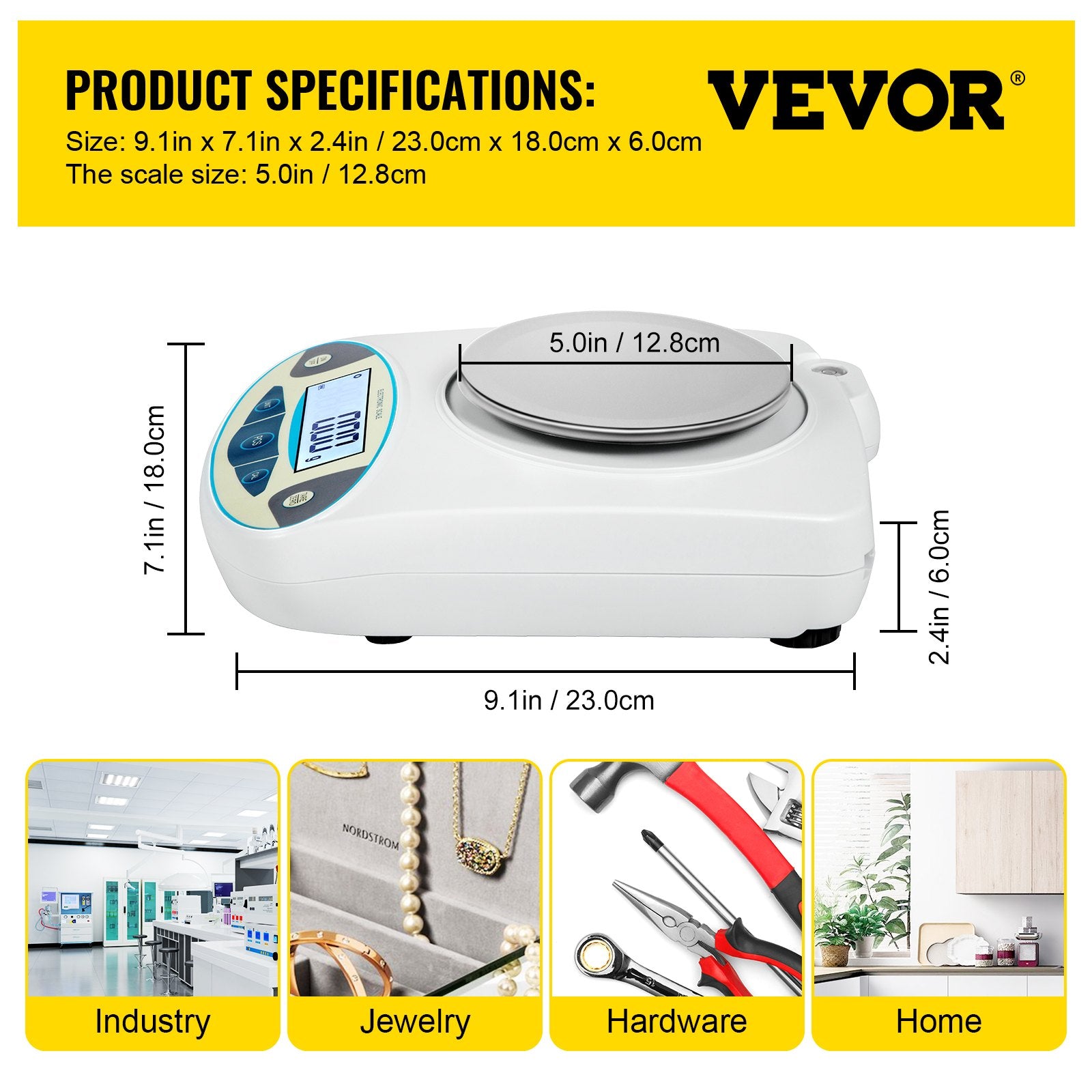 Measuring Tools & Sensors: VEVOR Lab Analytical Balance Digital Precision Scale 500gx0.01g High Precision